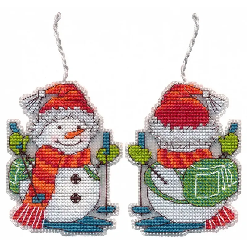 Cross stitch kit "Christmas tree decoration. Skier" 6,6×8,7 cm S1699