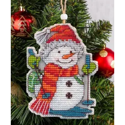 Cross stitch kit "Christmas tree decoration. Skier" 6,6×8,7 cm S1699