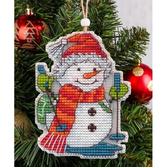 Cross stitch kit "Christmas tree decoration. Skier" 6,6×8,7 cm S1699