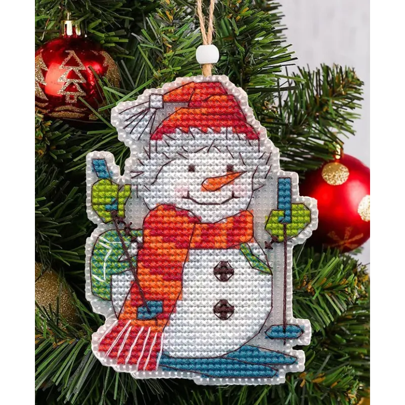 Kreuzstich-Set "Christbaumschmuck. Skifahrer" 6,6×8,7 cm S1699