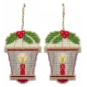 Krūmas siuvinėjimo rinkinys "Kalėdinė eglutės puošmena. Žibintuvėlis" 6,2x8,9 cm S1698