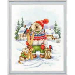 Cross stitch kit "Funny Skier" 28.5x36,5 cm S/VK087