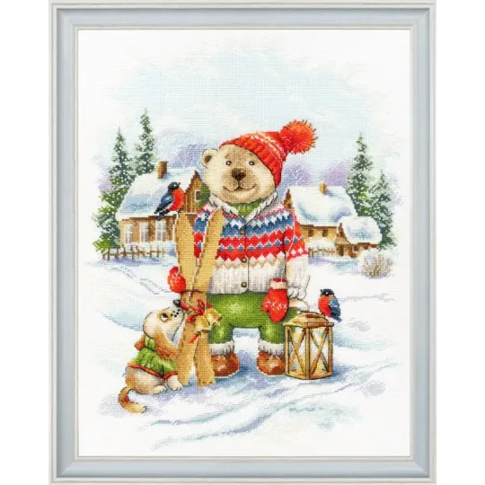 Kreuzstich-Set "Lustiger Skifahrer" 28.5x36.5 cm S/VK087