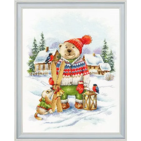 Kreuzstich-Set "Lustiger Skifahrer" 28.5x36.5 cm S/VK087