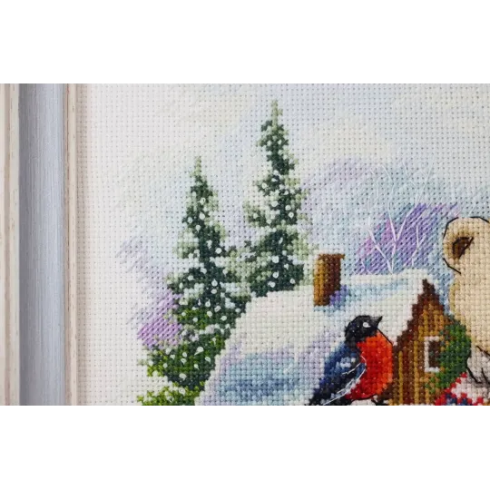 Kryželiu siuvinėjamas rinkinys "Linksmasis slidininkas" 28.5x36.5 cm S/VK087