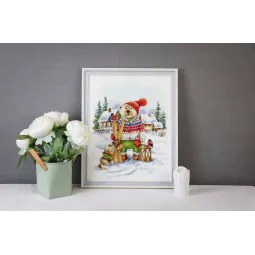 Cross stitch kit "Funny Skier" 28.5x36,5 cm S/VK087