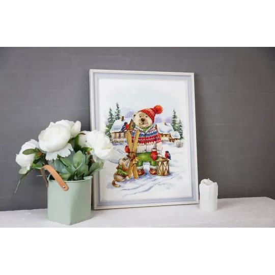 Cross stitch kit "Funny Skier" 28.5x36,5 cm S/VK087