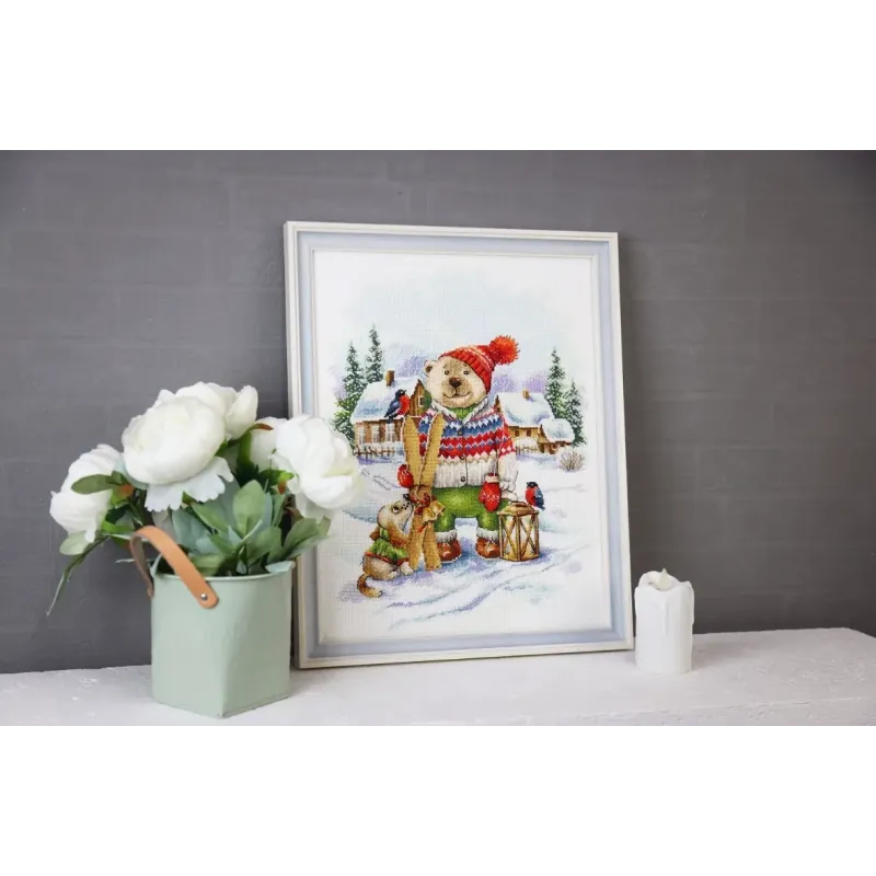 Cross stitch kit "Funny Skier" 28.5x36,5 cm S/VK087