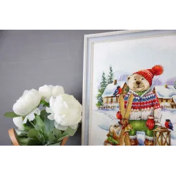 Набор для вышивания крестом "Веселый лыжник" 28.5x36.5 см S/VK087