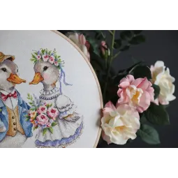 Kreuzstich-Set "Süßes Paar" 22x22,5 cm S/VK086