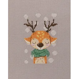 Cross stitch kit KLART "Deer in a scarf" 11.5 x 11.5 cm KL8-562