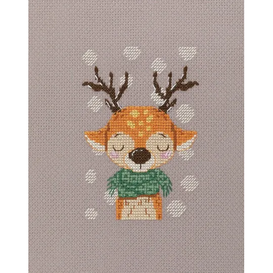 Cross stitch kit KLART "Deer in a scarf" 11.5 x 11.5 cm KL8-562