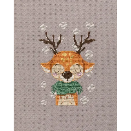 Kryželiu siuvinėjimo rinkinys KLART "Elnias su šaliku" 11.5 x 11.5 cm KL8-562