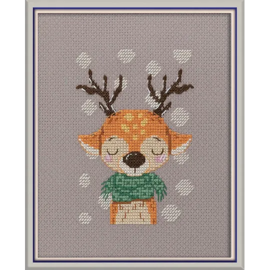 Cross stitch kit KLART "Deer in a scarf" 11.5 x 11.5 cm KL8-562