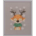 Cross stitch kit KLART "Deer in a scarf" 11.5 x 11.5 cm KL8-562