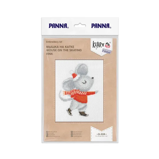 Cross stitch kit KLART "Mouse on the rink" 11 x 14 cm KL8-558