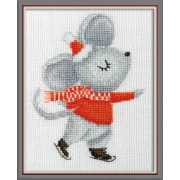 Cross stitch kit KLART "Mouse on the rink" 11 x 14 cm KL8-558