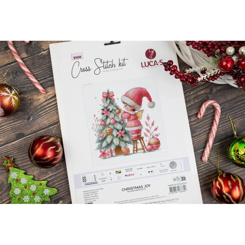 Cross Stitch Kit. "Christmas Joy" 17 x 17 cm SB1439