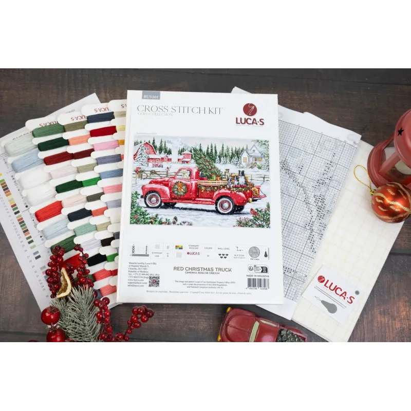 Kreuzstich-Set. "Roter Weihnachtstruck" 46 x 31 cm SBU5101