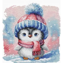 Cross stitch kit "Frosty Penguin Friend" 17.30 x 18.10 cm AVA-P047