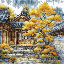 Kit de point de croix "Arbres Dorés" 28.57 x 28.57 cm AVA-P118