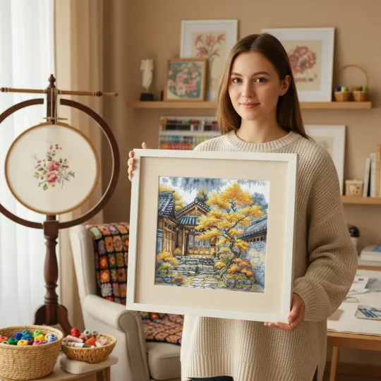 Набор для вышивания крестиком "Золотые деревья" 28.57 x 28.57 cm AVA-P118