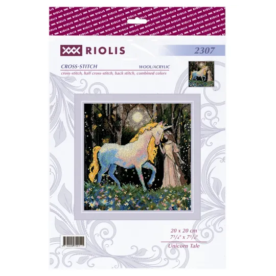Cross Stitch Kit. "Unicorn Tale" 20x20 cm SR2307