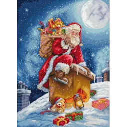 Cross stitch kit "Santa’s Secret Stop" 29x40 cm SLETIL9964