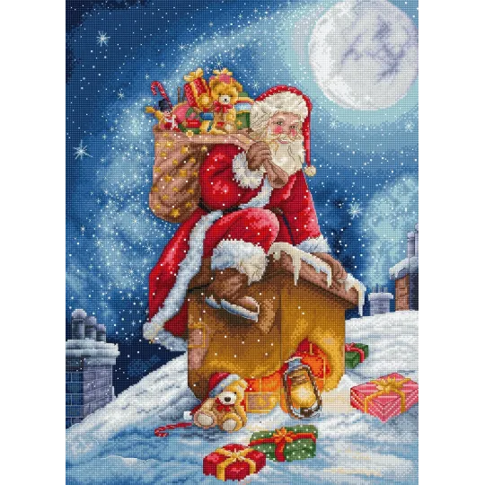 Cross stitch kit "Santa’s Secret Stop" 29x40 cm SLETIL9964