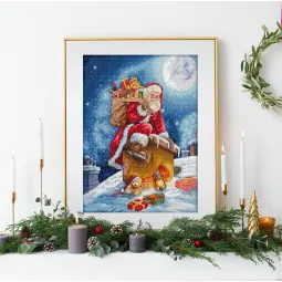 Cross stitch kit "Santa’s Secret Stop" 29x40 cm SLETIL9964