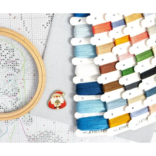 Cross stitch kit "Santa’s Secret Stop" 29x40 cm SLETIL9964