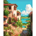 Diamantmalerei mit Keilrahmen "Villa am See" 40x50 cm DP441