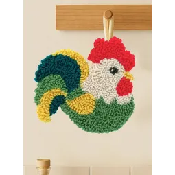Punch-needle rug kit "Rooster" 14.5×13.5 cm SVK-005
