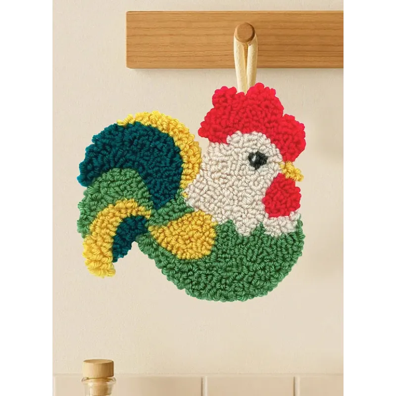 Punch-needle rug kit "Rooster" 14.5×13.5 cm SVK-005