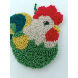 Punch-needle rug kit "Rooster" 14.5×13.5 cm SVK-005