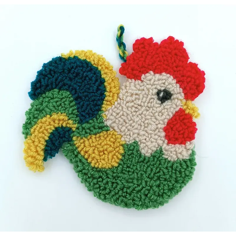 Punch-needle rug kit "Rooster" 14.5×13.5 cm SVK-005
