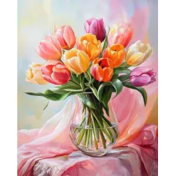 Kit de peinture au diamant avec châssis "Tulipes" 30x40 cm VA859
