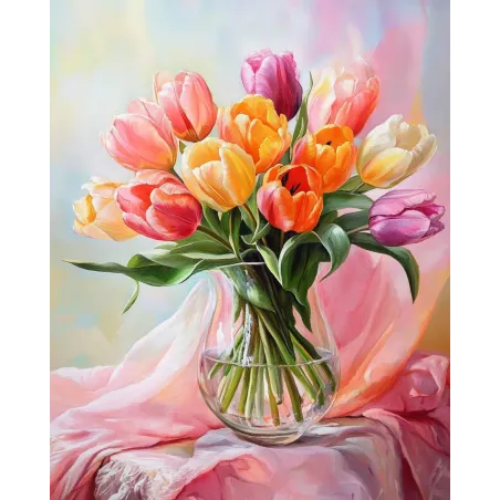 Kit de peinture au diamant avec châssis "Tulipes" 30x40 cm VA859