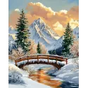 Diamond Painting Kit mit Unterrahmen "Bach im Winterwald" 30x40 cm VA851