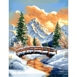 Diamond Painting Kit mit Unterrahmen "Bach im Winterwald" 30x40 cm VA851