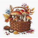 Panier de champignons d'automne - Kit de point de croix AVA-P097