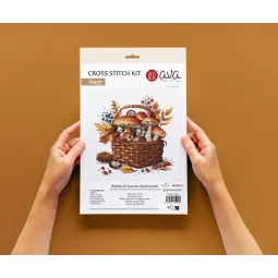 Korb mit Herbstpilzen - Kreuzstich-Set AVA-P097