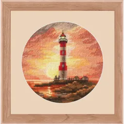 Kryželiu siuvinėjamas rinkinys "Švyturys saulėlydyje" 11x11 cm S/M023