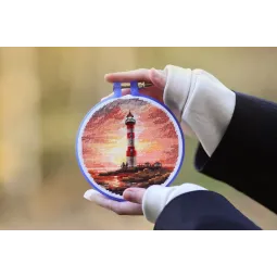 Kreuzstich-Set "Leuchtturm bei Sonnenuntergang" 11x11 cm S/M023