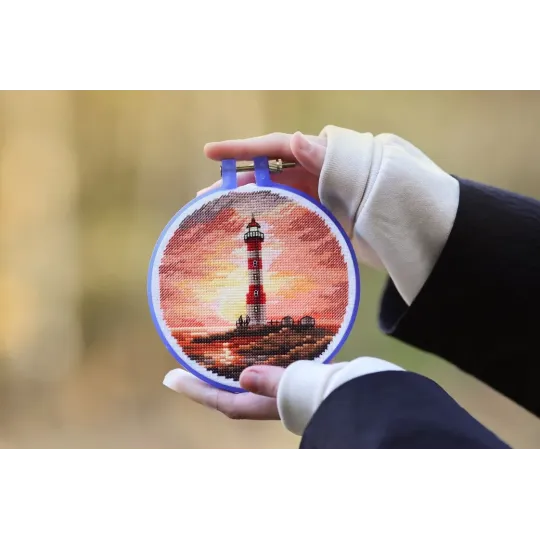 Cross stitch kit "Lighthouse at sunset" 11x11 cm S/M023