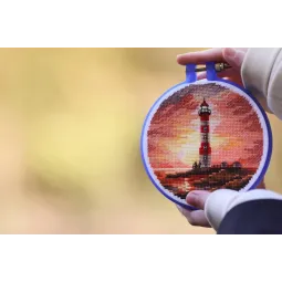 Kreuzstich-Set "Leuchtturm bei Sonnenuntergang" 11x11 cm S/M023