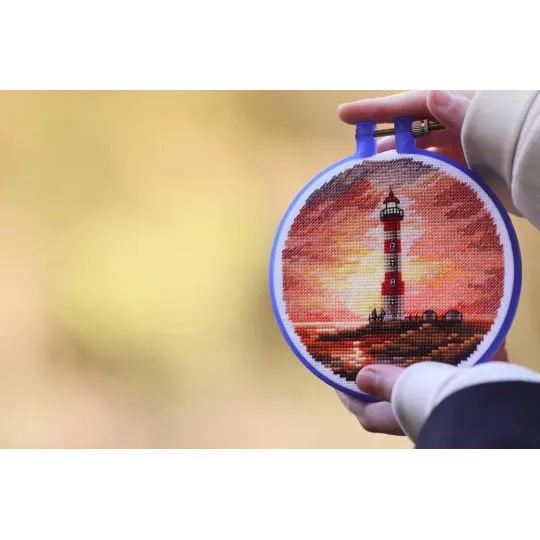 Cross stitch kit "Lighthouse at sunset" 11x11 cm S/M023