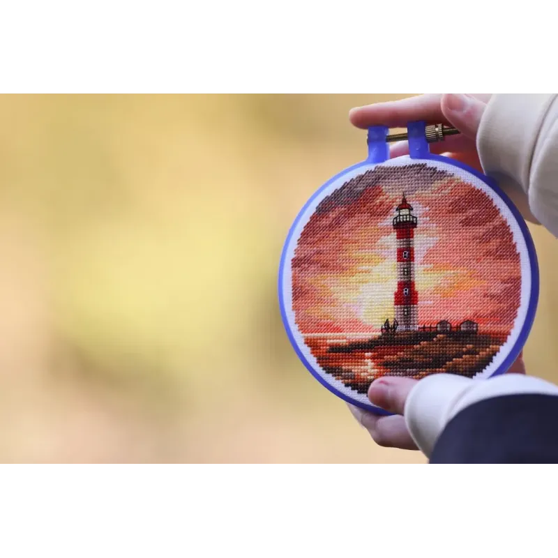 Cross stitch kit "Lighthouse at sunset" 11x11 cm S/M023