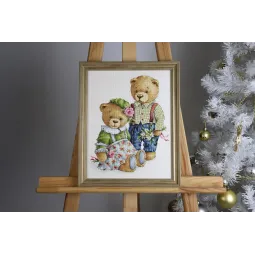 Kryželiu siuvinėjimo rinkinys "Meškiukai" 23.5x30 cm S/VK085