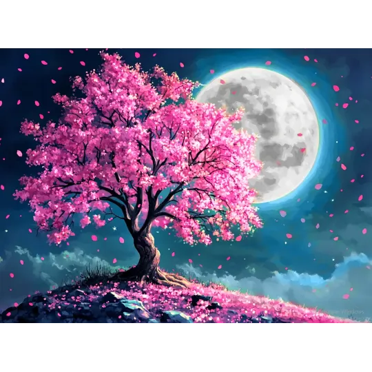 Diamantbild mit Keilrahmen Vollmond 30x40 cm VA842